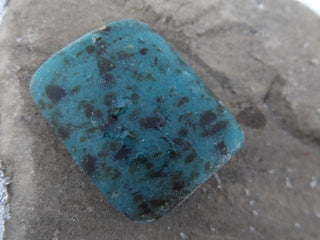 African Sand Cast Tile Bead (sold individually)  approx 25 x 30mm *Blue Green with brown specs - Mhai O' Mhai Beads
 - 1