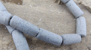 Sand Cast African Recycled Glass   (Grey) * 4 Beads - Mhai O' Mhai Beads
 - 1