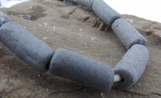 Sand Cast African Recycled Glass   (Grey) * 4 Beads - Mhai O' Mhai Beads
 - 2