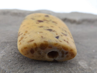 African Sand Cast Tile Bead (sold individually)  approx 25 x 30mm *Yellow with brown specs - Mhai O' Mhai Beads
 - 2