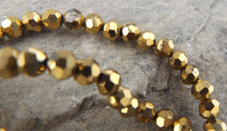 Glass Beads Gold Electroplate (4mm Faceted Rounds) - Mhai O' Mhai Beads
 - 1