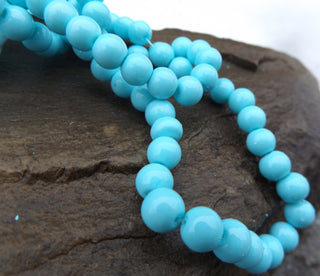 Glass Beads (Sky Blue Opaque) 8mm Round - Mhai O' Mhai Beads
 - 2