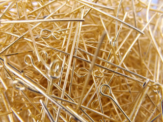 Head Pins.  Golden Iron Eyepins, Size: about 0.7mm thick, 5cm long, hole: 2mm  (see Drop down for options) - Mhai O' Mhai Beads
