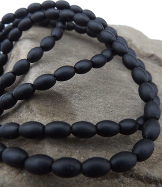 Glass Beads/ Frosted *Black (Barell Shape) 6x4mm - Mhai O' Mhai Beads
 - 1