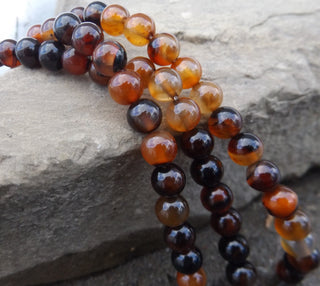 Agate (8mm Size Rounds) Natural Browns and Tans (7.5" strand or 16" Strand) - Mhai O' Mhai Beads
 - 1