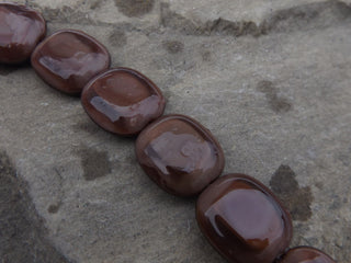 Czech Pillow Shape Glass Beads  Shimmering Brown  (*7 Beads) - Mhai O' Mhai Beads
 - 4