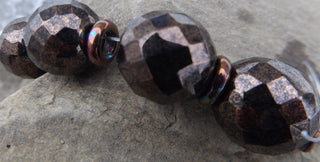 Czech Faceted Shimmering Brown Glass Beads  (*4 Beads) - Mhai O' Mhai Beads
 - 3