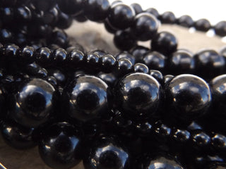 Black Stone  (Assorted Sizes, See Drop Down ) approx 15" Strand - Mhai O' Mhai Beads
 - 2