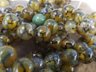 Agate (8mm Size Rounds) Dragons Vein in Green (7.5" strand) - Mhai O' Mhai Beads
 - 1