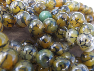 Agate (8mm Size Rounds) Dragons Vein in Green (7.5" strand) - Mhai O' Mhai Beads
 - 2