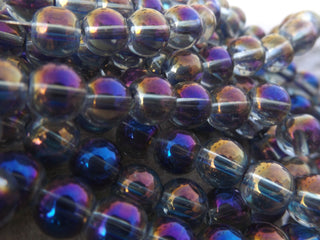 Glass Beads Round (Electroplated in a Full Purple and Blue  Finish)  15" strand (8mm Beads) - Mhai O' Mhai Beads
 - 1