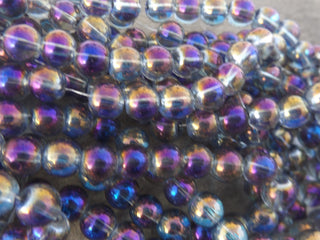 Glass Beads Round (Electroplated in a Full Purple and Blue  Finish)  15" strand (8mm Beads) - Mhai O' Mhai Beads
 - 3