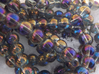 Glass Beads Round (Electroplated in a Full Purple and Blue  Finish)  15" strand (8mm Beads) - Mhai O' Mhai Beads
 - 2