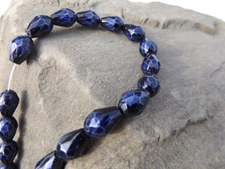 Glass Bead (Faceted Drop) 11x8mm, Hole: 1.5mm (blue and black) - Mhai O' Mhai Beads
 - 1
