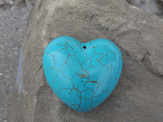 Howlite (Focal) Puffy Heart Shape (approx 40 x 40 mm size with a 15mm thickness) - Mhai O' Mhai Beads
 - 1