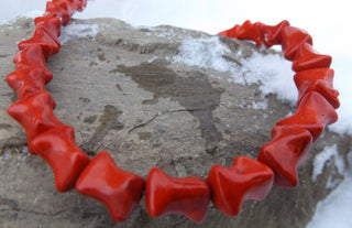 Howlite (Red)  PInch/Twist Shape   *approx 12 x 14 mm size - Mhai O' Mhai Beads
 - 2