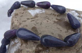 Jade (Dyed Purple) *Drops     *approx 25 x 12 mm - Mhai O' Mhai Beads
 - 1