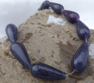 Jade (Dyed Purple) *Drops     *approx 25 x 12 mm - Mhai O' Mhai Beads
 - 3