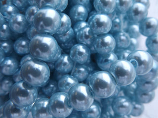 Glass Pearls * Crisp Ice Blue (See drop down for available sizes) - Mhai O' Mhai Beads
 - 1