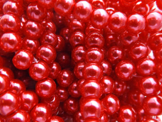 Glass Pearls * Christmas Berry Red  (See drop down for available sizes) - Mhai O' Mhai Beads
 - 1