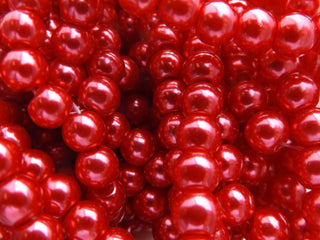 Glass Pearls * Christmas Berry Red  (See drop down for available sizes) - Mhai O' Mhai Beads
 - 2