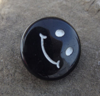 Button (Czech Glass)  Happy Face  14mm Diam (sold individually) - Mhai O' Mhai Beads
 - 1