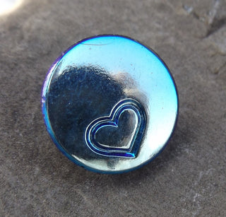 Button (Czech Glass) Heart  14 mm Diam (sold individually) - Mhai O' Mhai Beads
 - 1