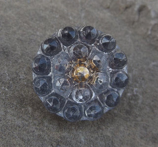 Button (Czech Glass)  Clear with Gold Center.  13 mm Diam. (sold individually) - Mhai O' Mhai Beads
 - 1