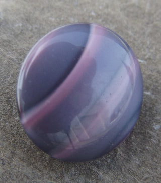 Button (Czech Glass)  Pink & Grey Stripes.  13 mm Diam. (sold individually) - Mhai O' Mhai Beads
 - 1