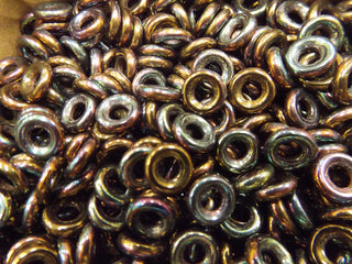Czech Glass Donuts *Bronze Iris  (9 mm Size  Hole 4mm) - Mhai O' Mhai Beads
 - 1