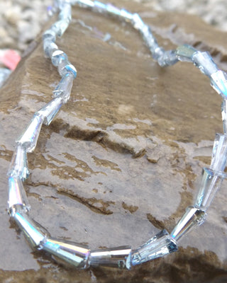 Glass Electroplate (Conical Shape) Smoky Blue.  8 x 4 x 4mm. - Mhai O' Mhai Beads
 - 2