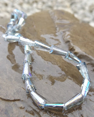 Glass Electroplate (Conical Shape) Smoky Blue.  8 x 4 x 4mm. - Mhai O' Mhai Beads
 - 1