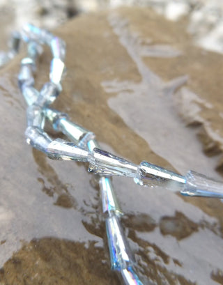 Glass Electroplate (Conical Shape) Smoky Blue.  8 x 4 x 4mm. - Mhai O' Mhai Beads
 - 3