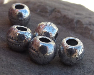 Spacer Beads, Round.  (7mm Diam.  Hole 3mm) Metal *Packed 50 - Mhai O' Mhai Beads
 - 3