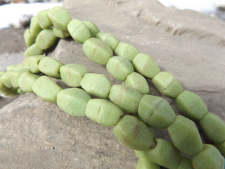 Sand Cast African Recycled Barrel Diamondesque Shape  (Green ) * 5 Beads - Mhai O' Mhai Beads
 - 1