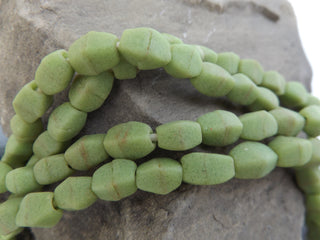 Sand Cast African Recycled Barrel Diamondesque Shape  (Green ) * 5 Beads - Mhai O' Mhai Beads
 - 2