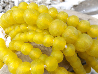 African Recycled Glass Round Beads (Bodum) (Vivid Yellow) See Drop Down for Size Options - Mhai O' Mhai Beads
 - 1