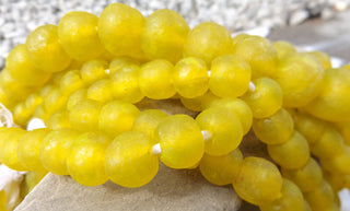 African Recycled Glass Round Beads (Bodum) (Vivid Yellow) See Drop Down for Size Options - Mhai O' Mhai Beads
 - 2