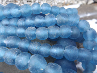 African Recycled Glass Round Beads (Bodum) (Smoky Blue) See Drop Down for Size Options - Mhai O' Mhai Beads
 - 1