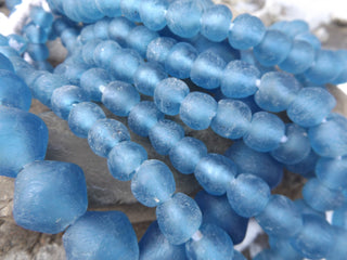 African Recycled Glass Round Beads (Bodum) (Smoky Blue) See Drop Down for Size Options - Mhai O' Mhai Beads
 - 2