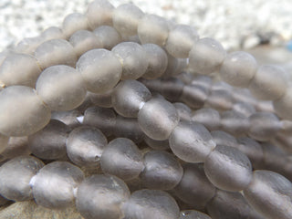African Recycled Glass Round Beads (Bodum) (Grey) See Drop Down for Size Options - Mhai O' Mhai Beads
