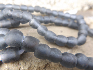 African Recycled Glass Round Beads (Bodum) (Dark Grey) See Drop Down for Size Options - Mhai O' Mhai Beads
