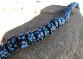 Krobo African Recycled Glass Rondelle Beads (Black with Blue Dots) *10 Beads - Mhai O' Mhai Beads
 - 1