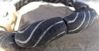 Sand Cast African Recycled Glass ( Black with White swirl's)   *3 Beads - Mhai O' Mhai Beads
 - 2