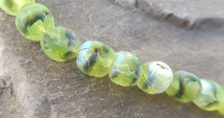 Czech  Glass Beads (apple shape) in Green Stripe AB *15 Beads - Mhai O' Mhai Beads
 - 2