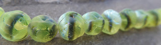 Czech  Glass Beads (apple shape) in Green Stripe AB *15 Beads - Mhai O' Mhai Beads
 - 1