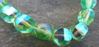 Czech Fire Polish Glass Beads in Spring Green and Yellow AB Finish *25 Beads - Mhai O' Mhai Beads
 - 1