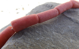 African Recycled Glass Tube Beads (RED)  *4 beads - Mhai O' Mhai Beads
 - 2