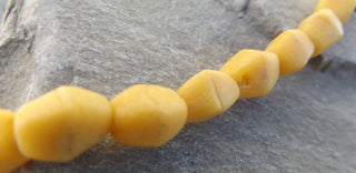 Sand Cast African Recycled Barrel Diamondesque Shape  (Mustard Yellow ) * 5 Beads - Mhai O' Mhai Beads
 - 2