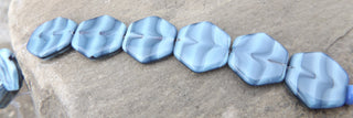 Czech Glass Beads (Blue Hexagon with Blue Accent Lines)  *8 Beads - Mhai O' Mhai Beads
 - 1